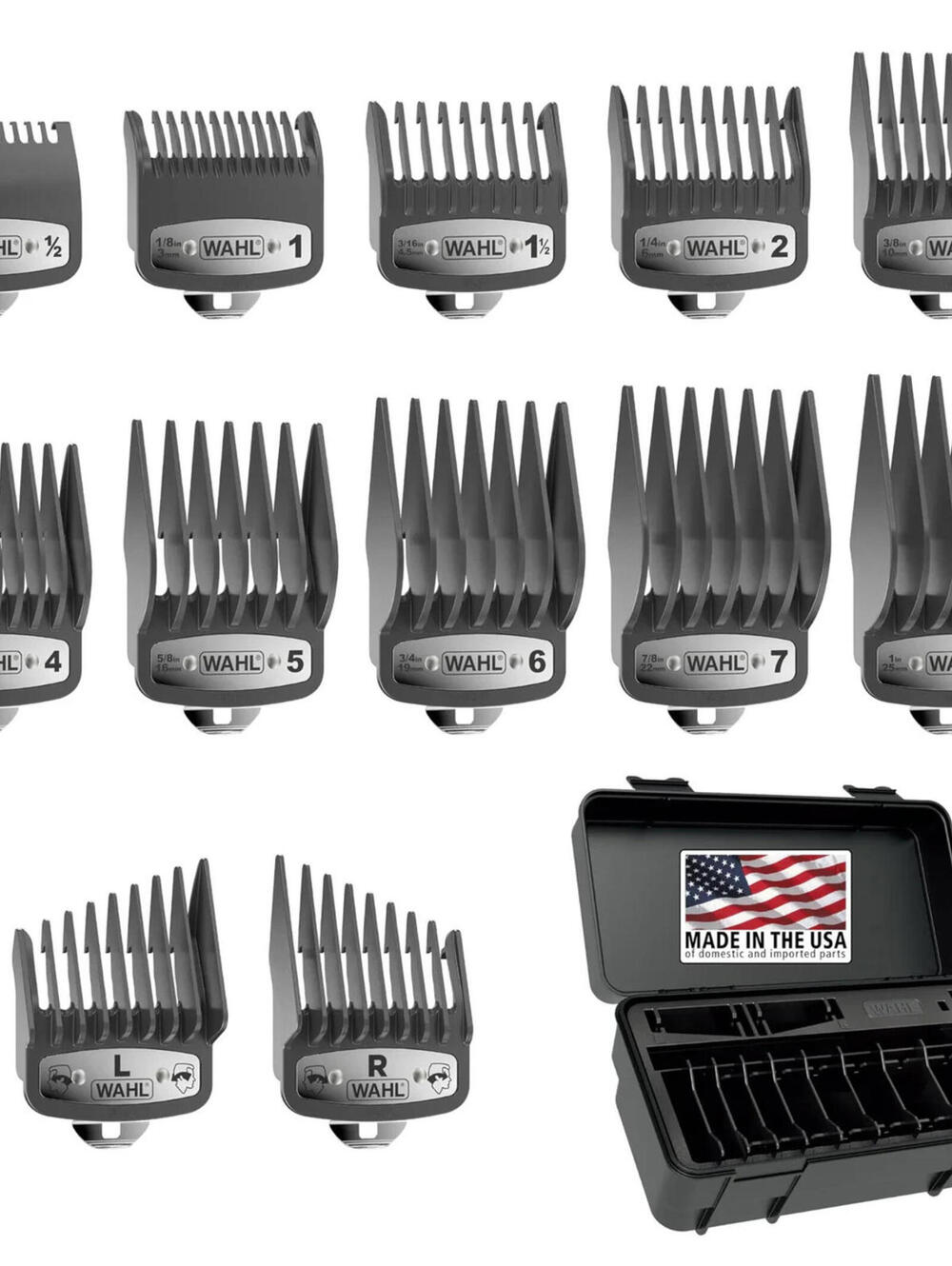 WAHL Clipper Genuine Secure Snap Elite Guards & Caddy, Grey 03291-200